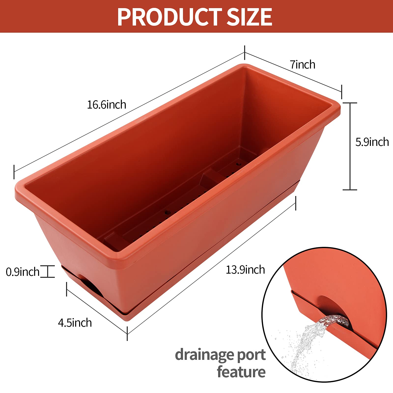 CHUKEMAOYI red planter on balcony with saucer ideal for herbs.
