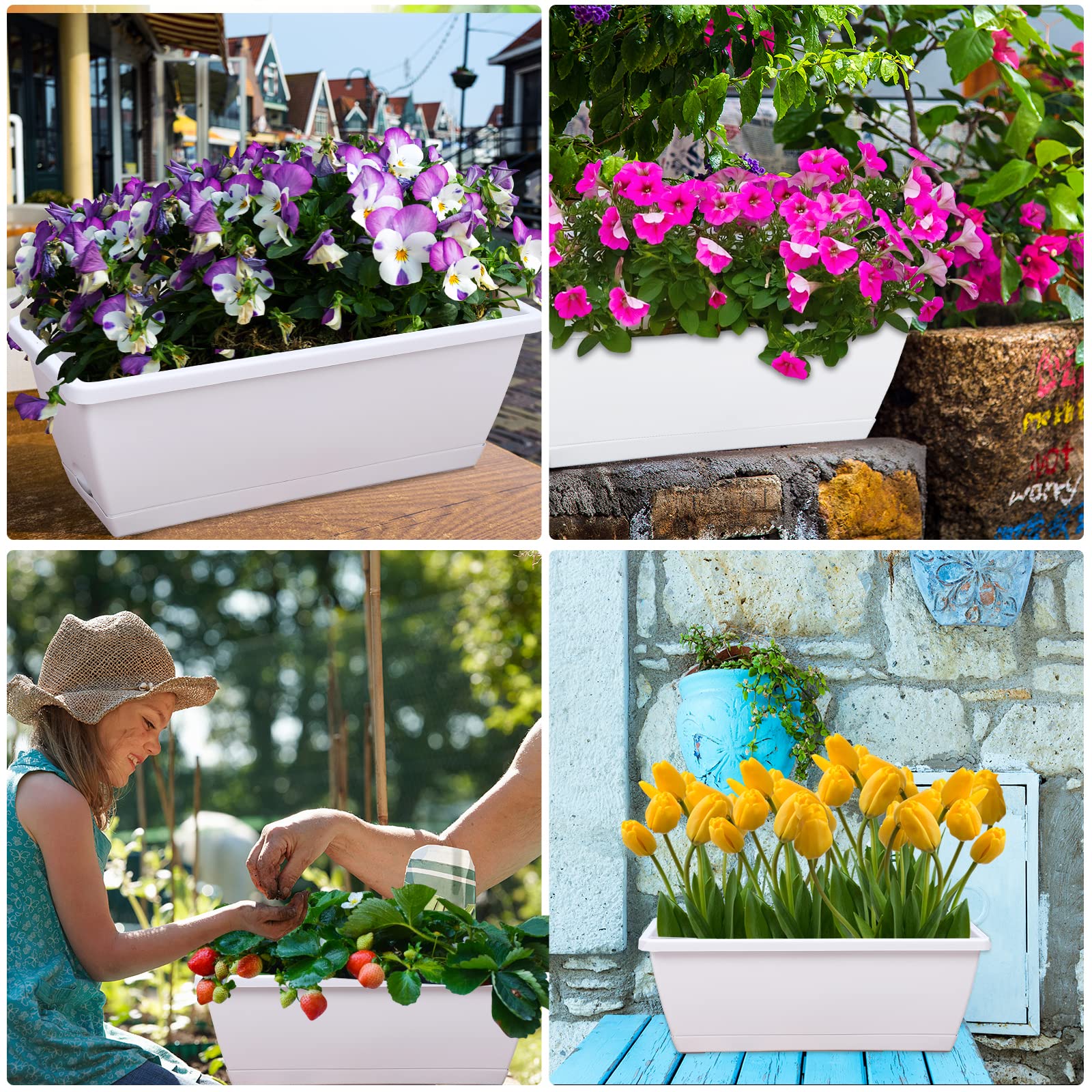 CHUKEMAOYI 17-inch planters offer ample space for herbs, small flowers, or compact vegetables.