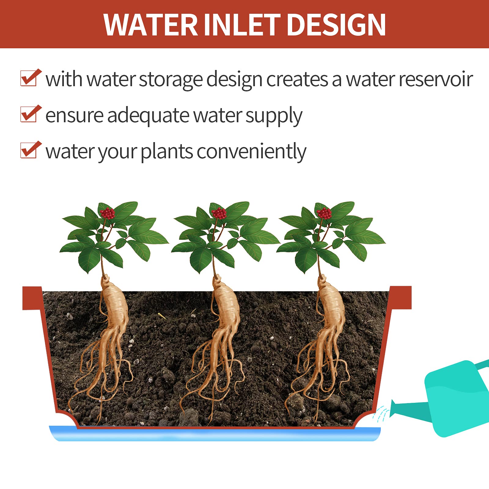 CHUKEMAOYI window box planter water inlets enable clean watering