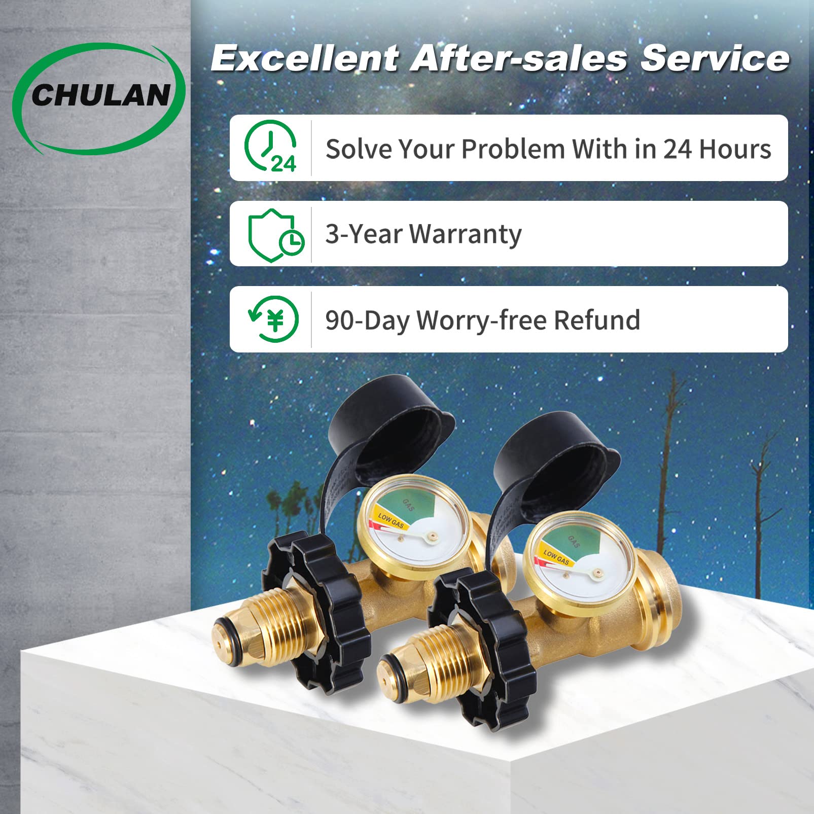 Chulan included PTFE tape promotes better seal on threaded fittings for Chulan adapters.