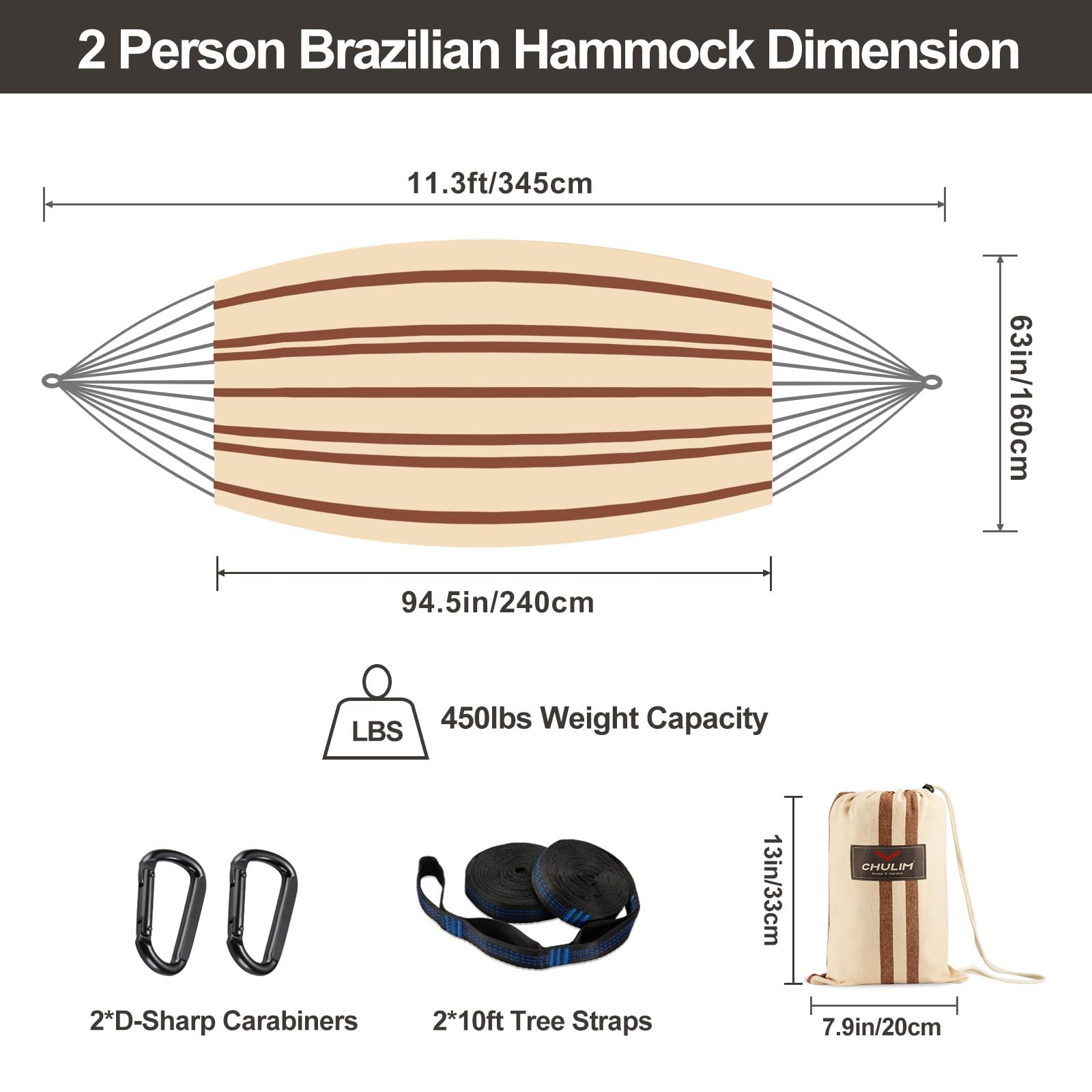 CHULIM 450 lbs capacity hammock fabric ensures durable, breathable outdoor lounging.