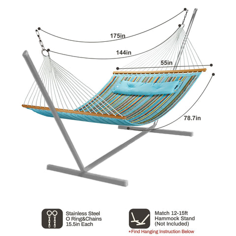 CHULIM hammock shows durable 3-ply polyester rope design for sturdy support.