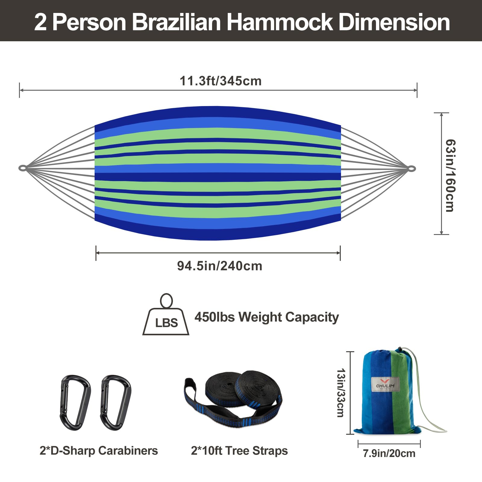 CHULIM carabiners 8 cm used with the hammock for secure attachment