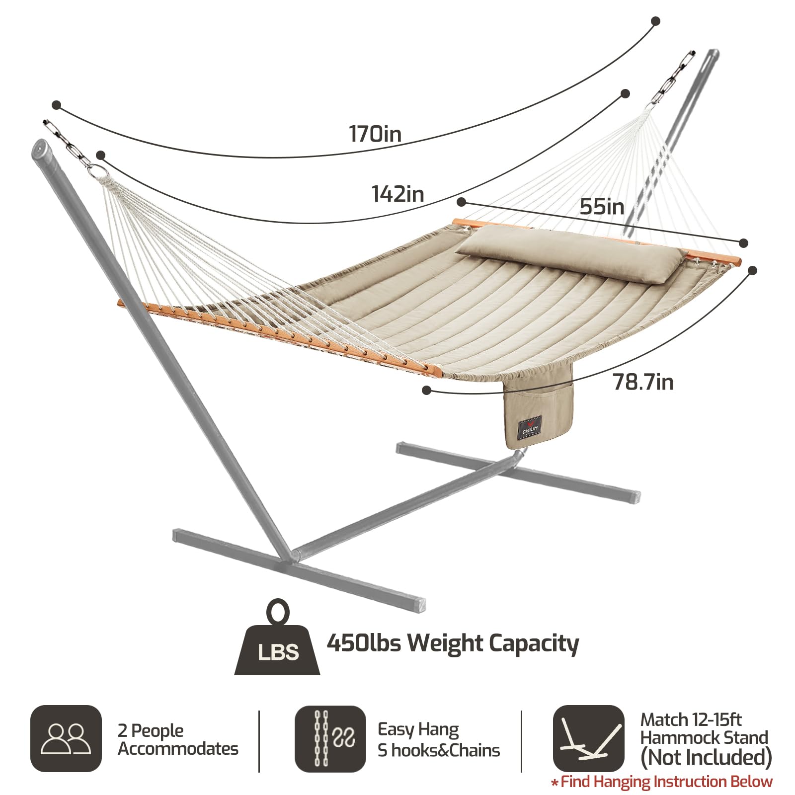 CHULIM generous 78.7 x 55 inches size suits outdoor lounging.