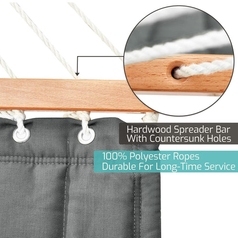 CHULIM hammock features durable polyester rope with a triangular weave for stability