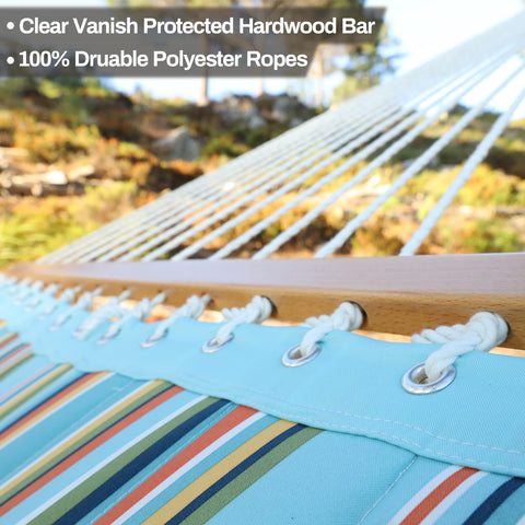 CHULIM hammock can be hung between trees or on a stand for easy setup.