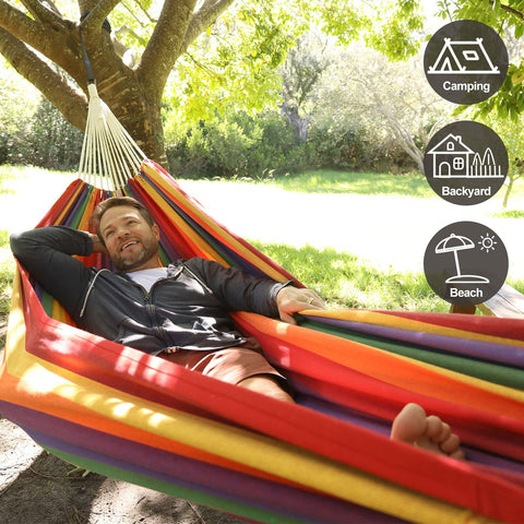 CHULIM large hammock bed offers two-person space for garden lounging.