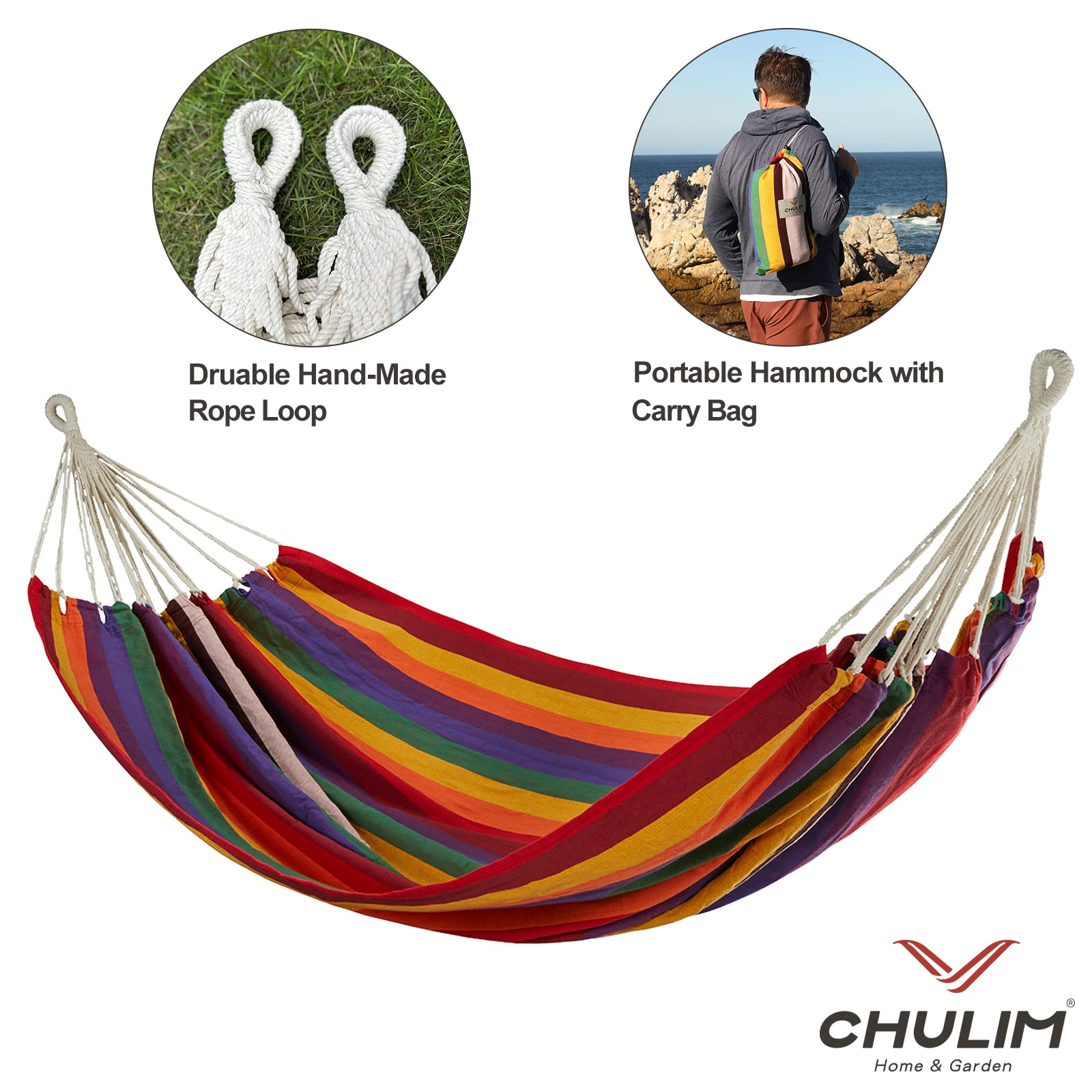 CHULIM portable hammock includes carry bag for travel and storage.