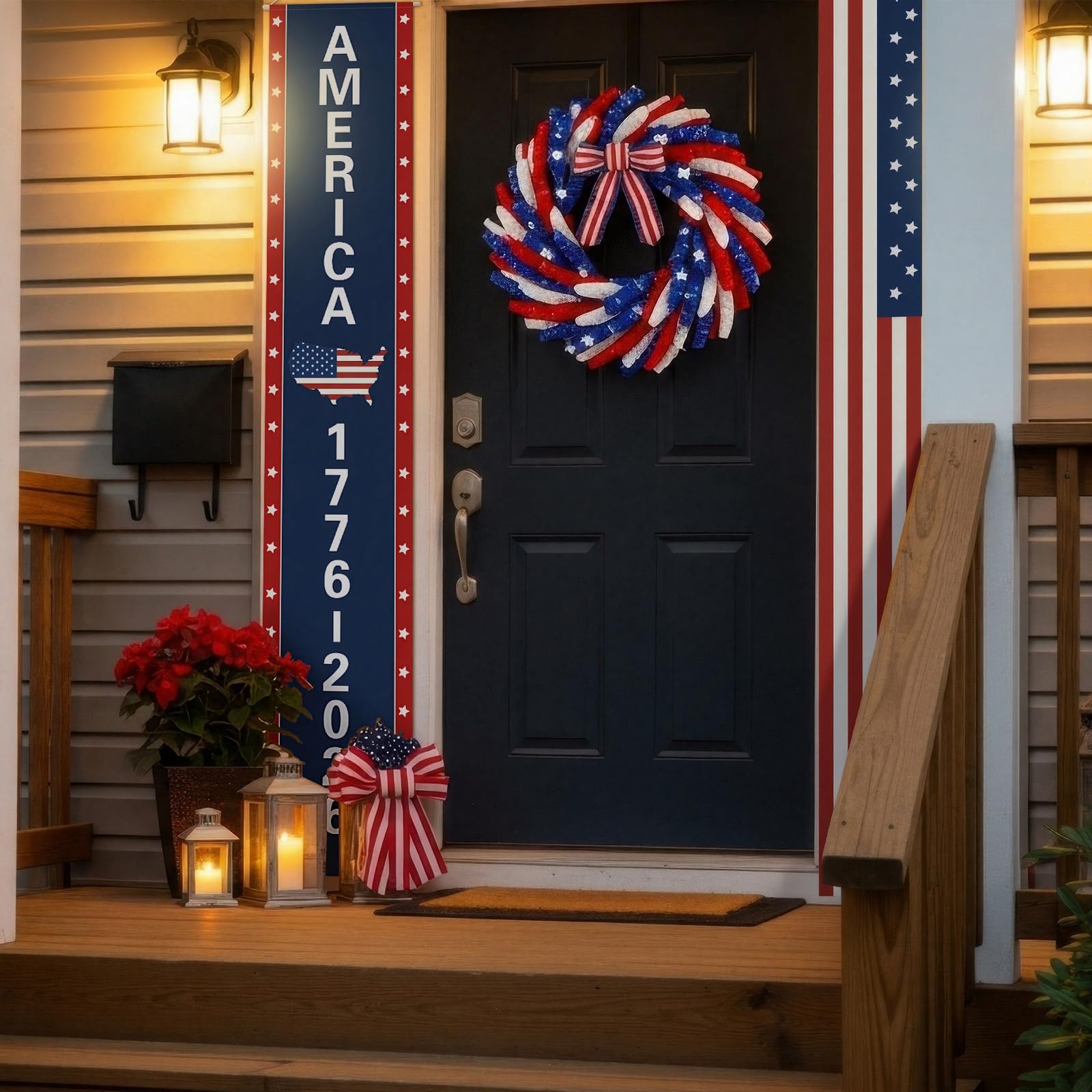 Chumia American 250th banner flag red white blue design for celebrations