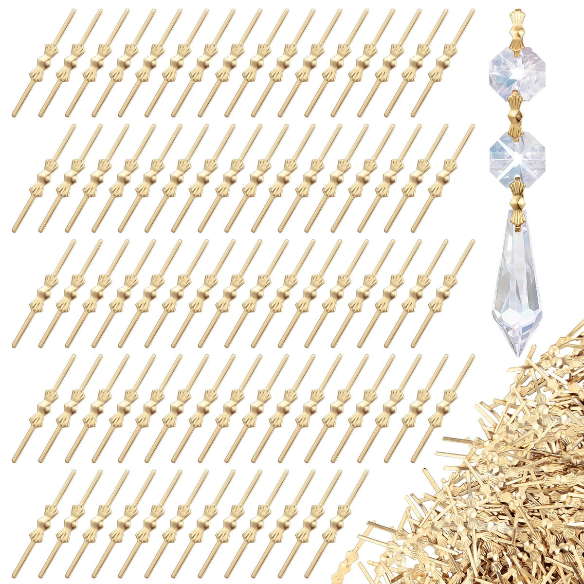 Chunful bow-tie chandelier connector in gold adds secure, stylish touch to crystal fixtures.