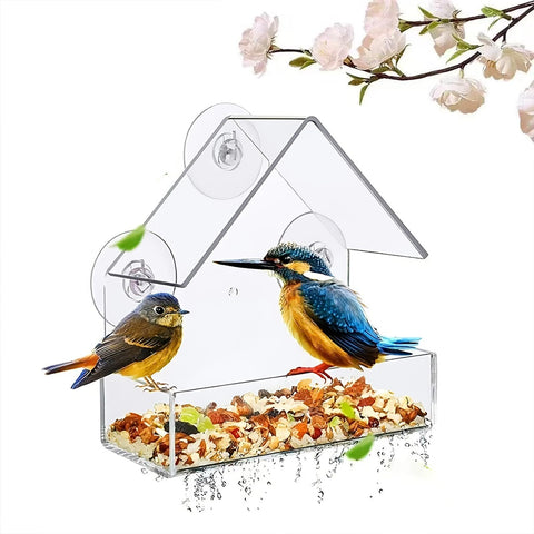 Chunhai clear window feeder front view highlights durable acrylic and easy viewing.