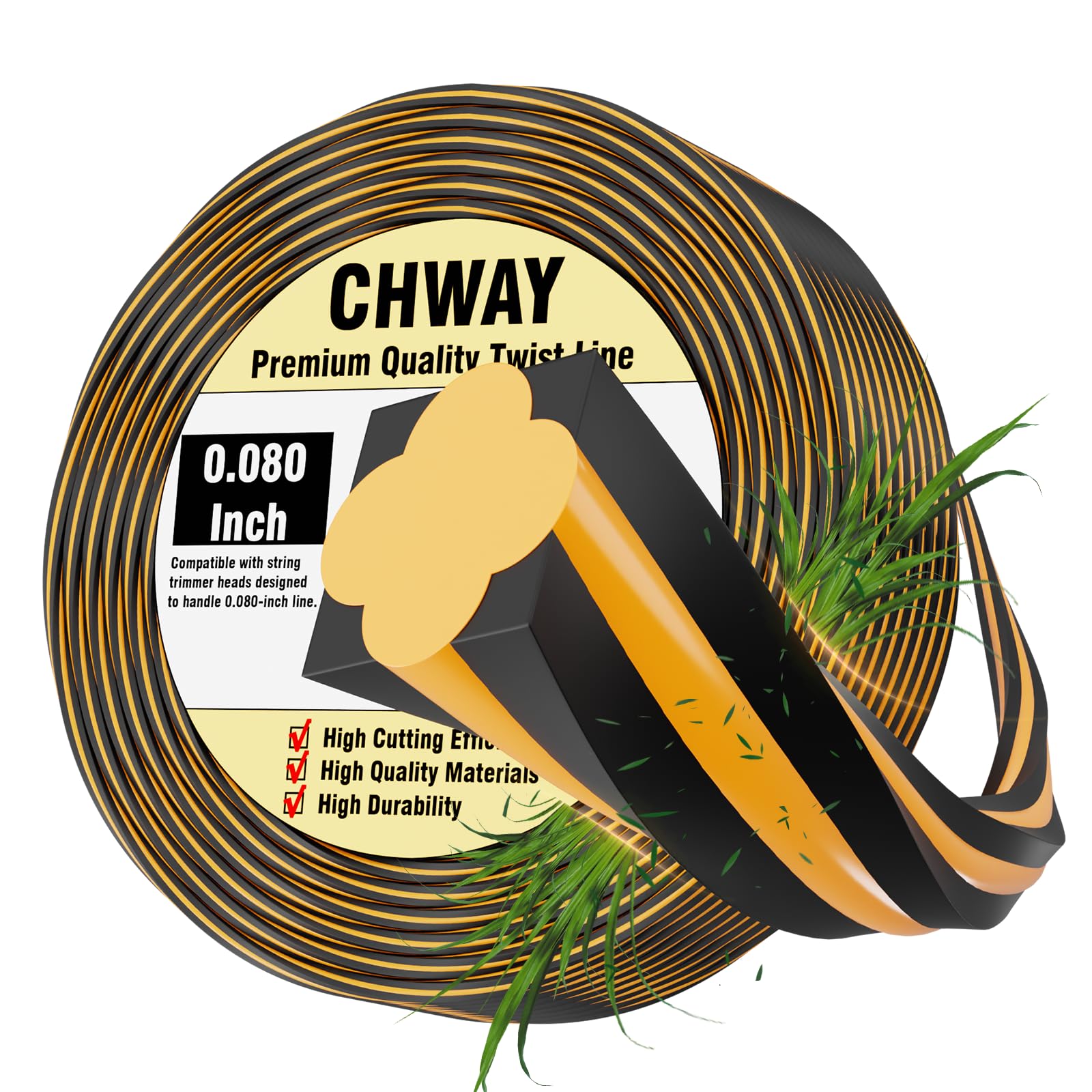 Chway 0.080 inch square twisted line for Dewalt compatibility, for clean cuts.