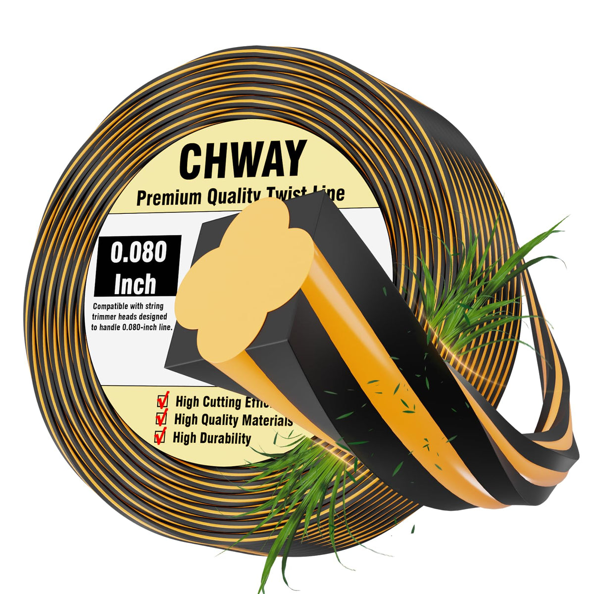 Chway 0.080 inch square twisted line for Dewalt compatibility, for clean cuts.