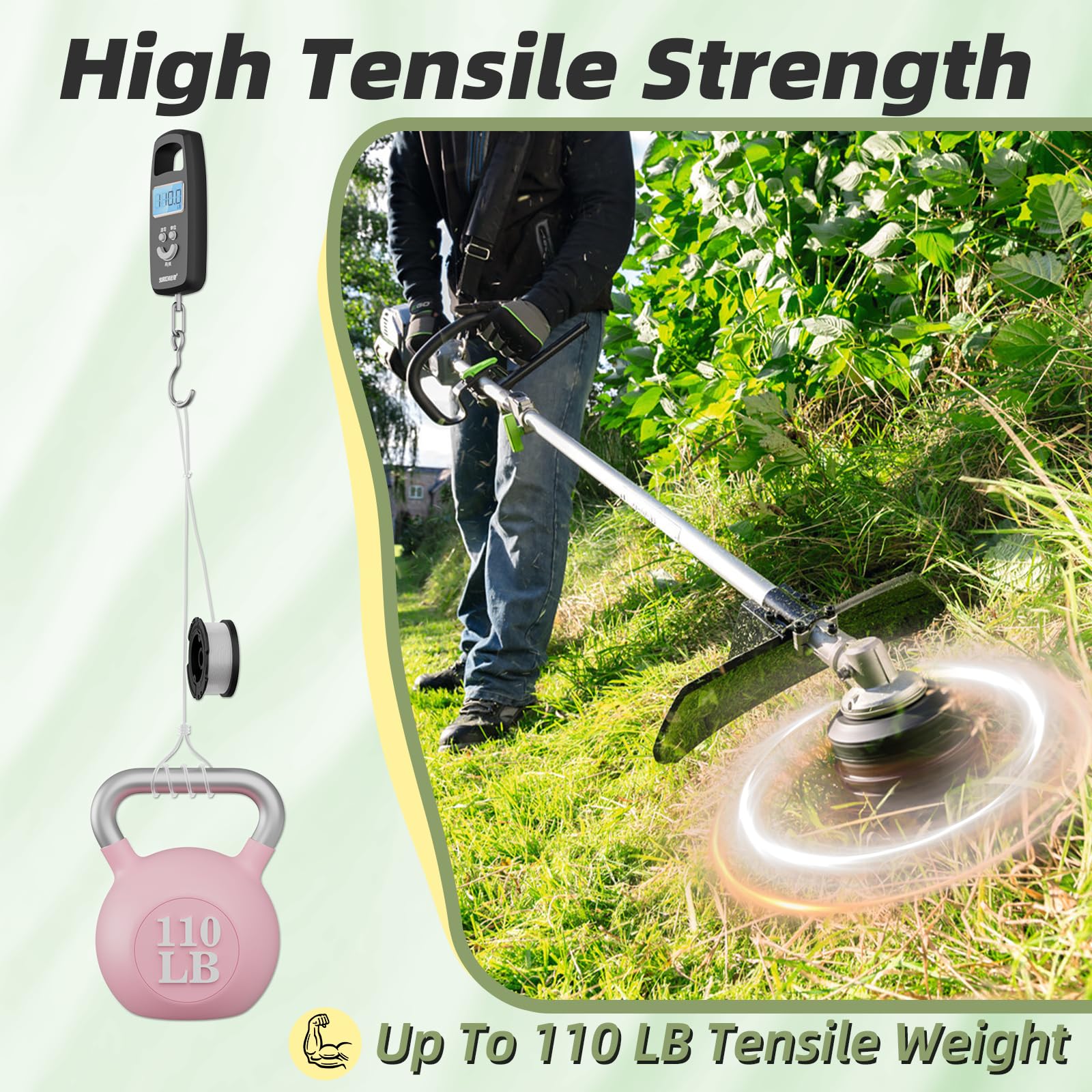Chway 110 lb trimmer line for high-torque cutting.