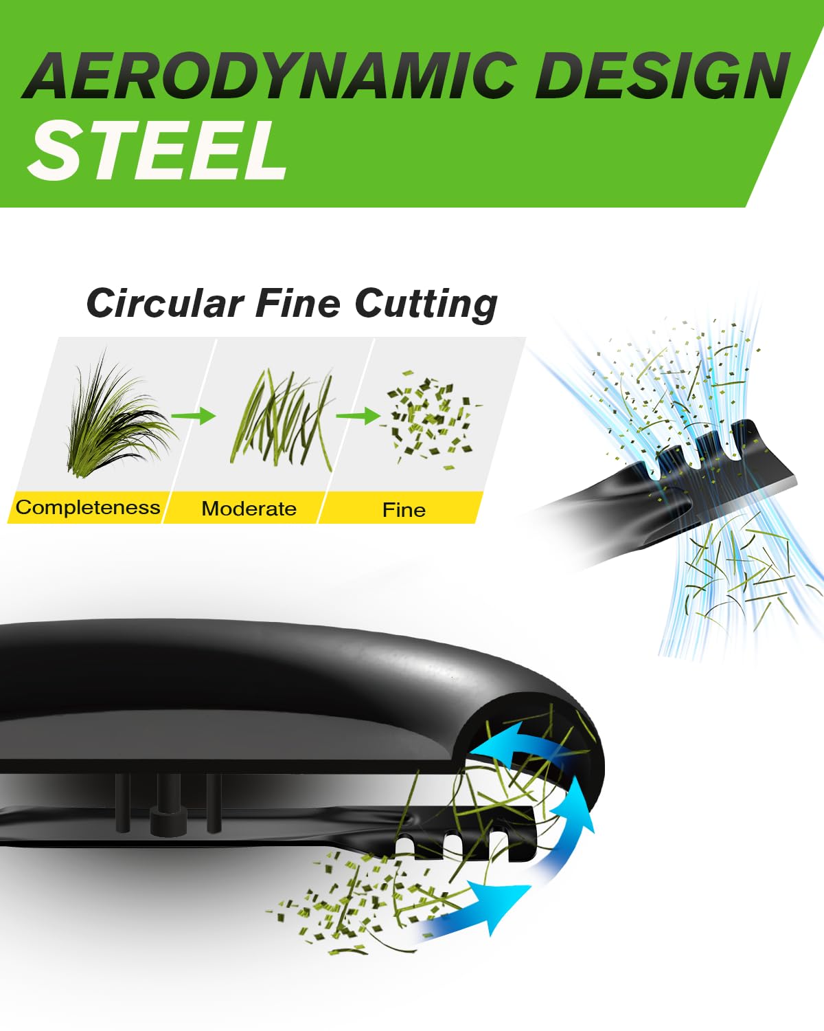 Chway high-strength steel blade for tough mowing and durability.