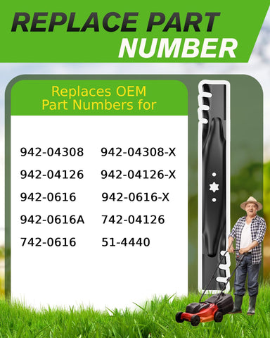 Chway mulching blade with 6-point star center hole delivers consistent cutting.