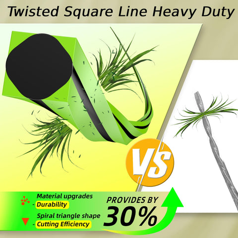 Chway square-twist 0.095 trimmer line cutting dense weeds with rock resistance