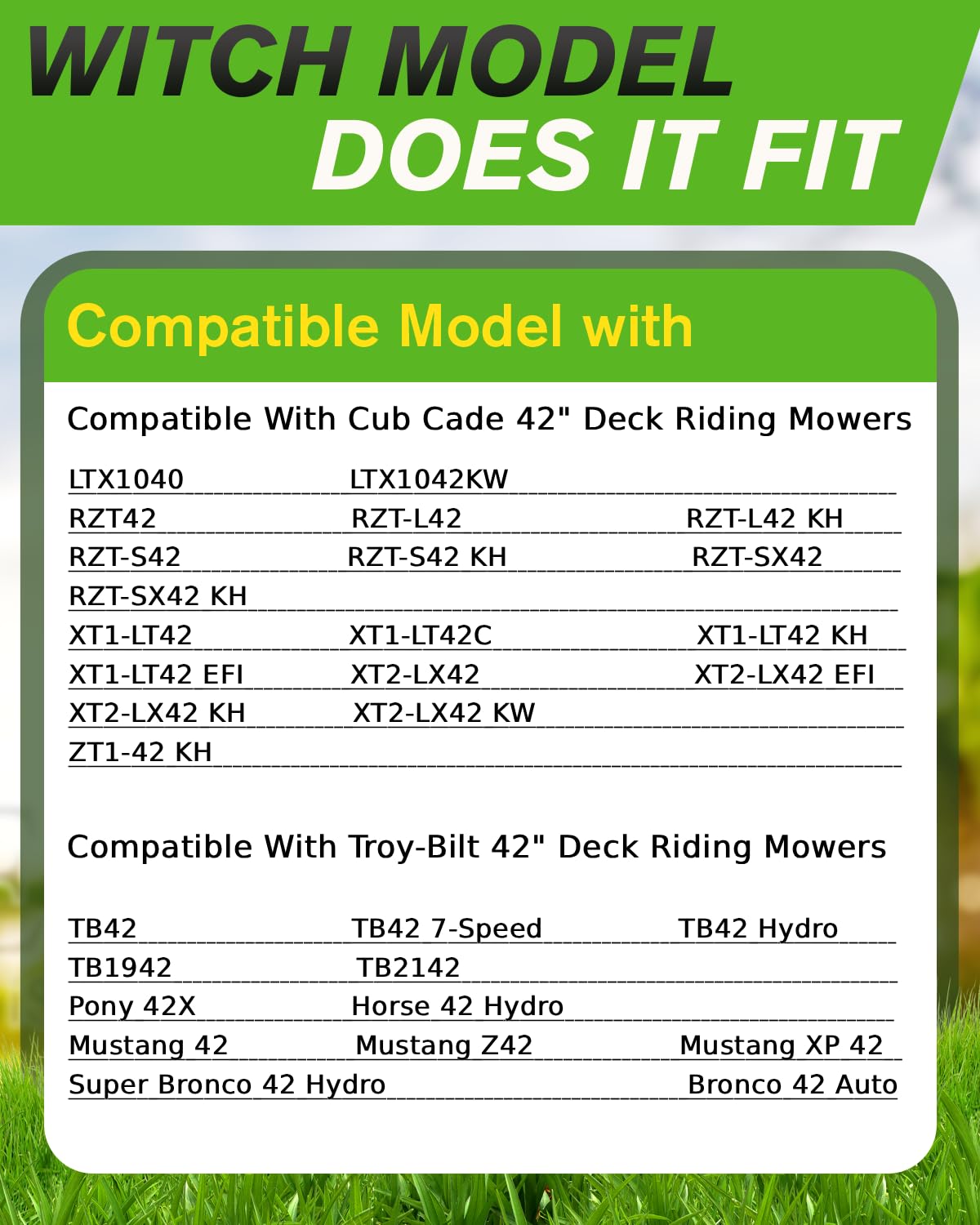 Chway blade compatible with Troy-Bilt 42-inch decks for easy replacement.