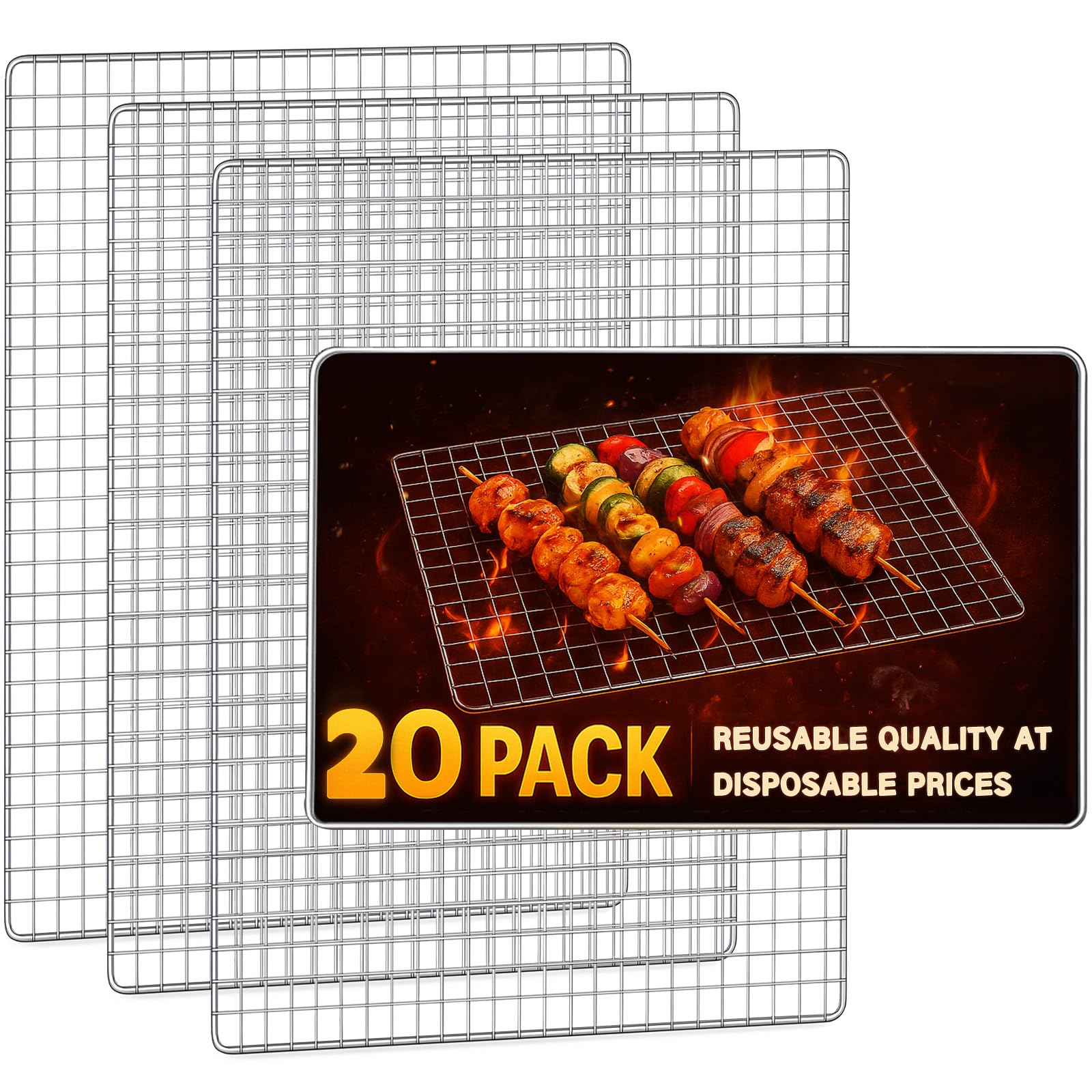 ciamore grill topper 11.8x15.7 inch disposable grill net for large batches
