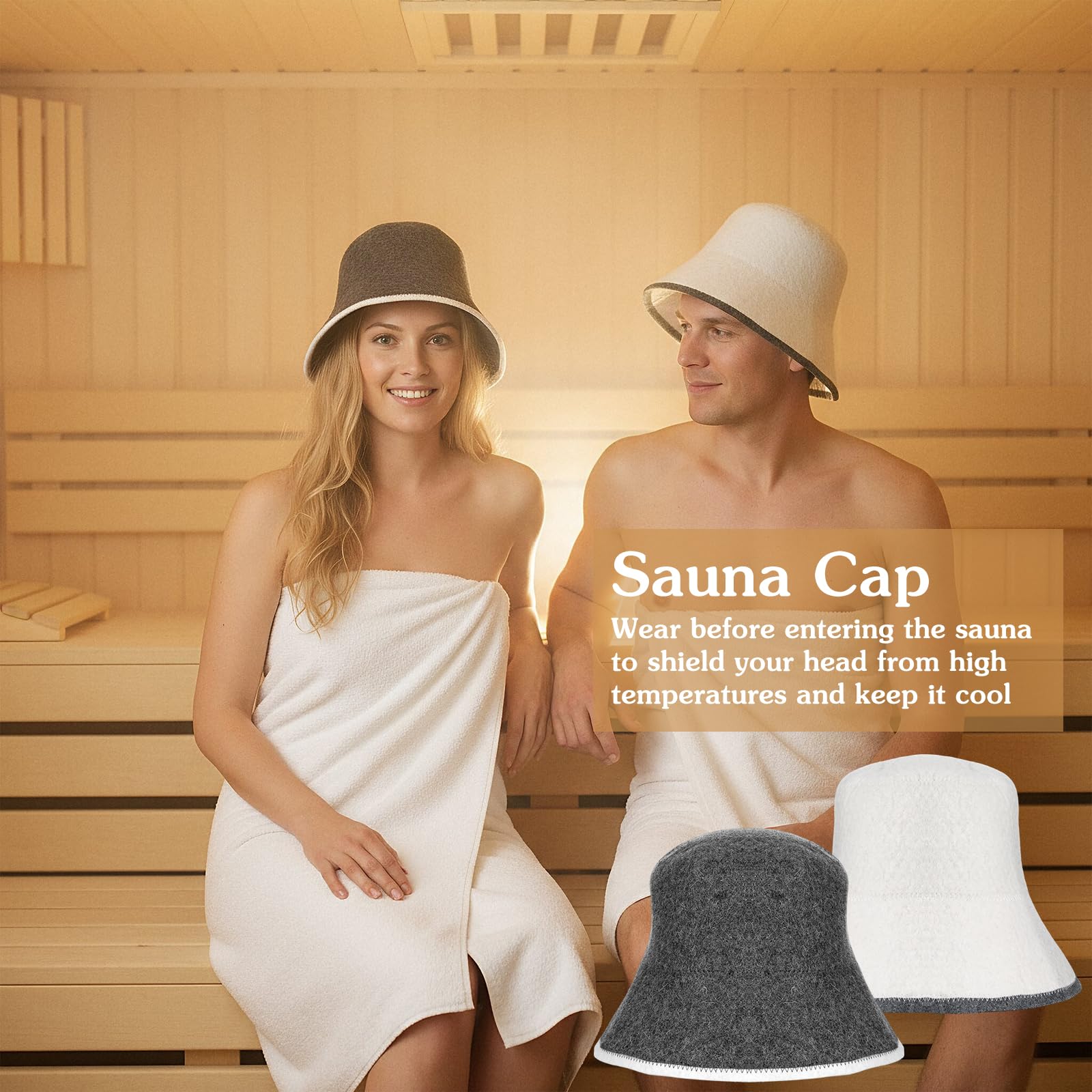 CIATBYYJ wool sauna hat back view with snug fit