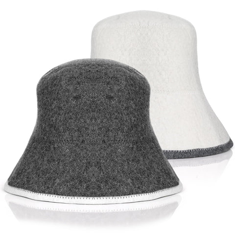CIATBYYJ wool sauna hat front view showing breathable insulation