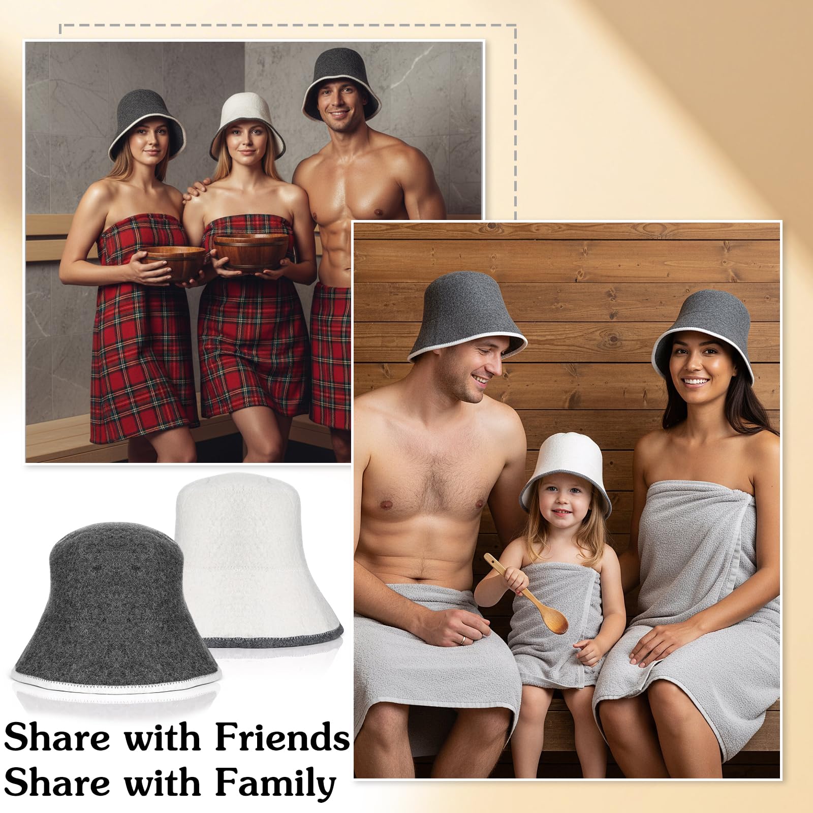 CIATBYYJ wool sauna hat woman wearing demonstrates usability