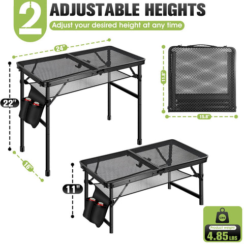 Ciavca folding grill table compact folded design saves space for travel and storage.