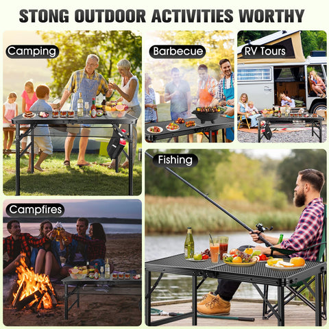 Ciavca compact folding grill table with carrying handle for easy transport