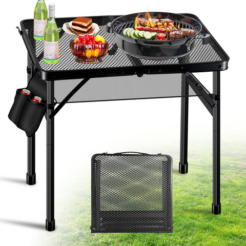 Ciavca upgraded folding grill table with aluminum frame provides stable outdoor cooking support.