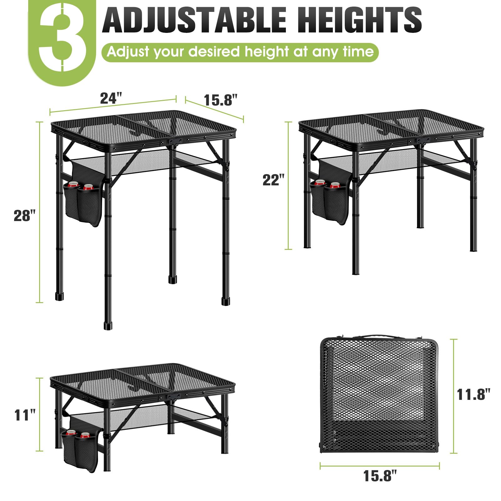 Ciavca upgraded folding grill table folded for travel and storage