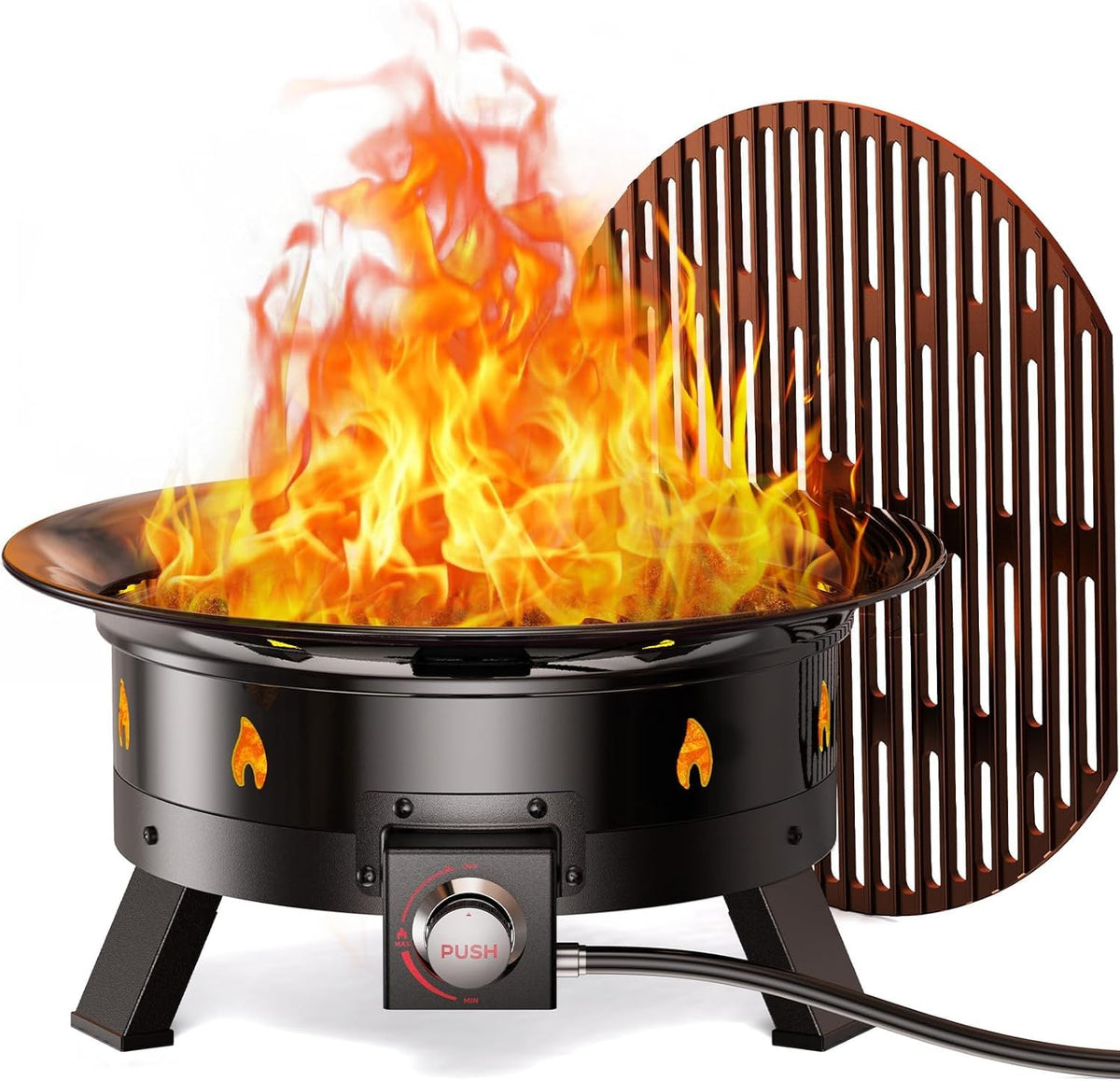 Ciays 21-inch propane fire pit, compact design for patios and camping use.