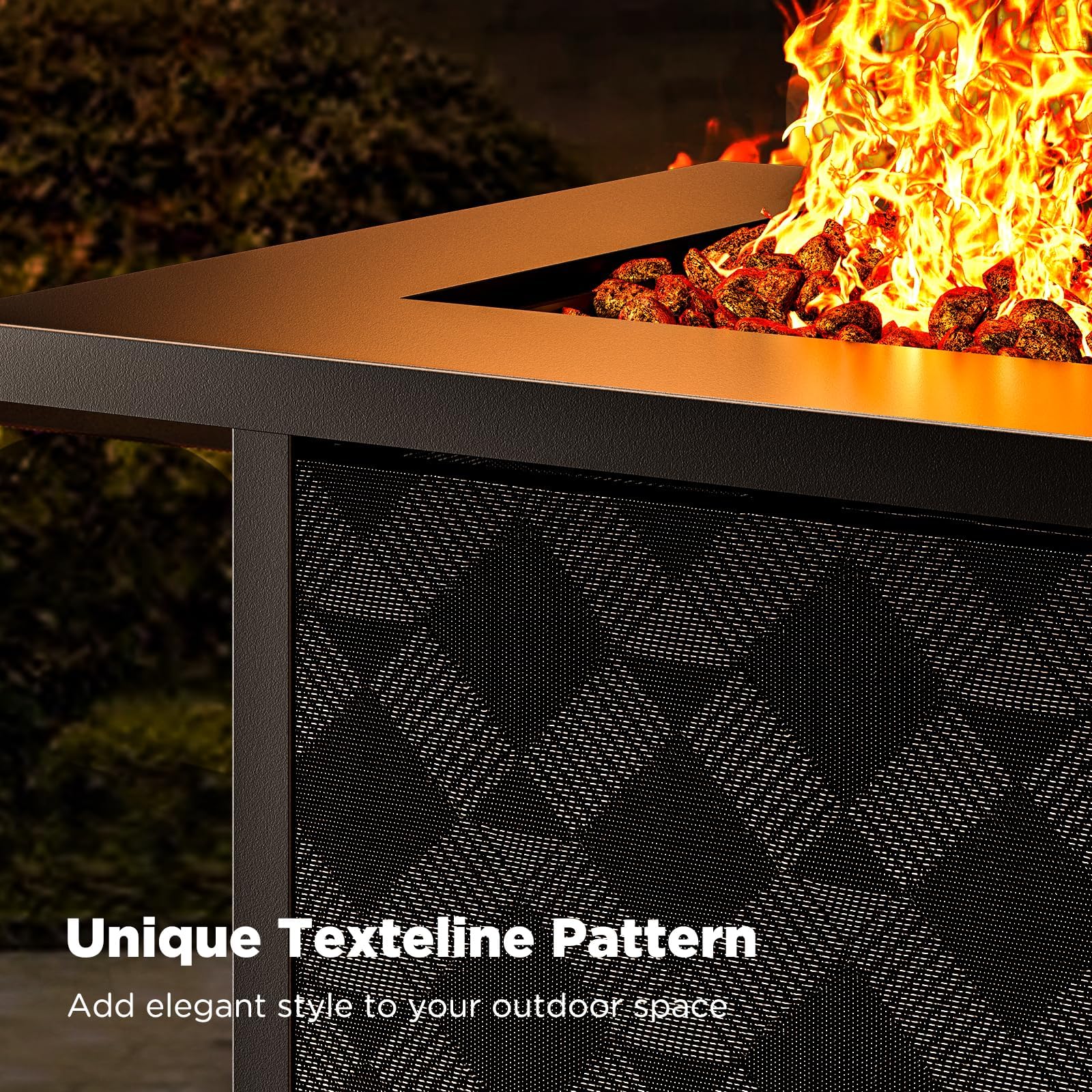 Ciays 28-inch fire pit table lava rocks glow during use