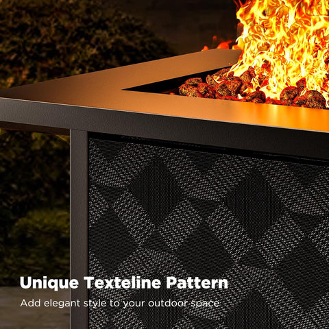 Ciays 28-inch fire pit table lava rocks glow during use