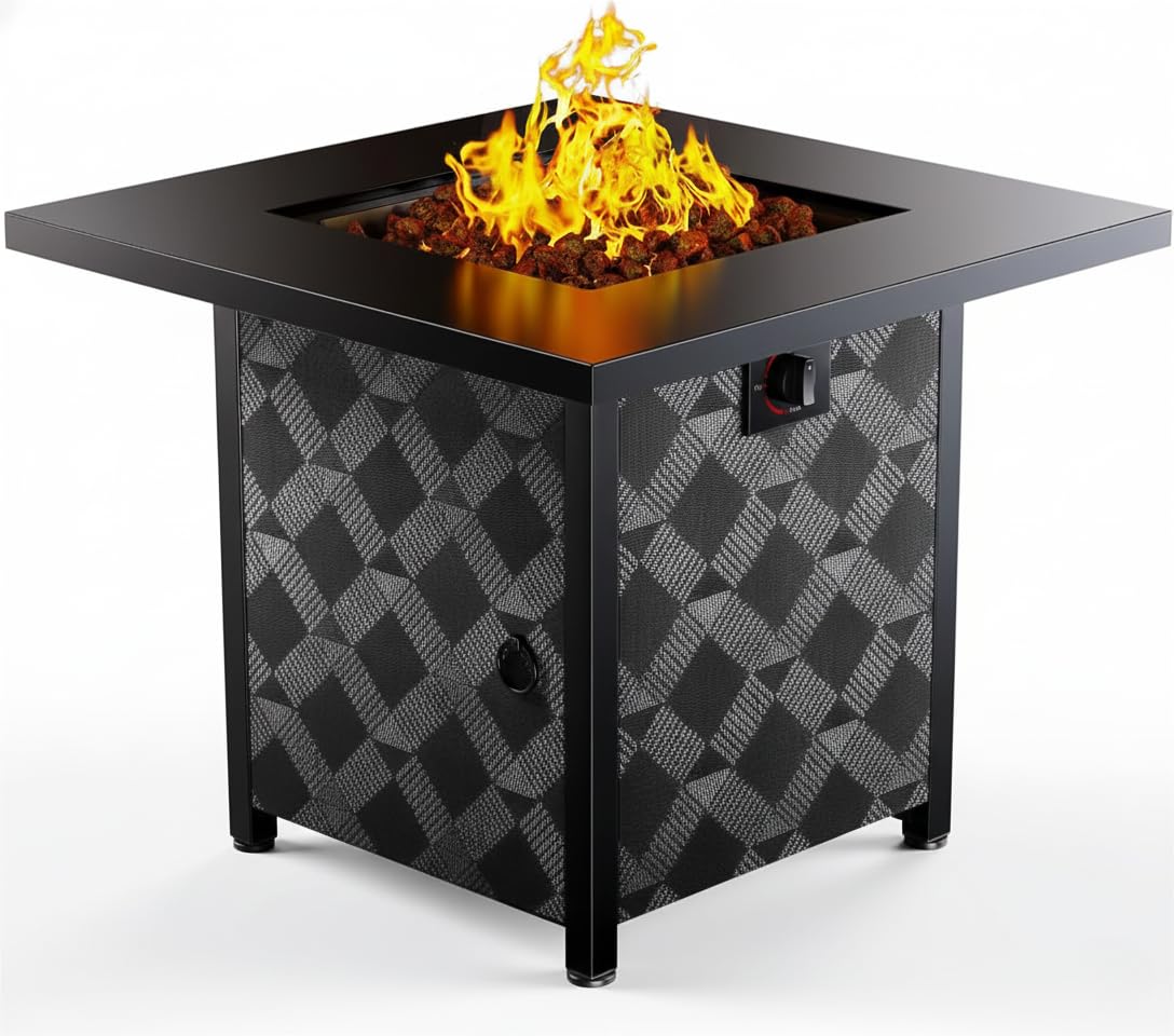 Ciays 28-inch fire pit table with lava rocks for outdoor warmth