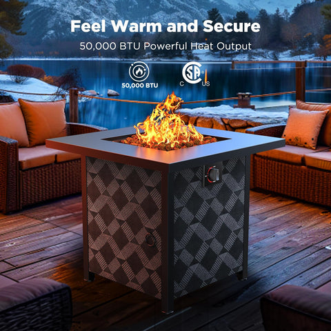 Ciays 28-inch fire pit table top view with removable lid for table use