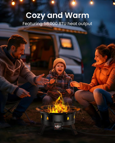 Ciays fire pit with hose hooks for easy hose management on camping trips.