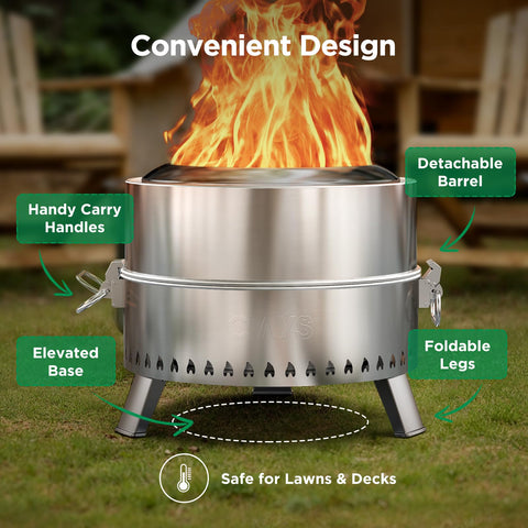 Ciays smokeless firepit long fire poker for safe log stoking.