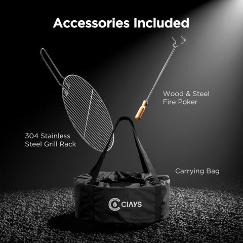 Ciays smokeless firepit foldable legs for easy setup and storage.