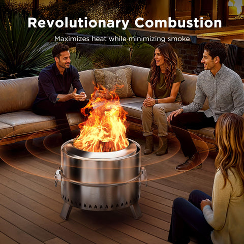 Ciays smokeless firepit with grill rack for outdoor cooking and social meals