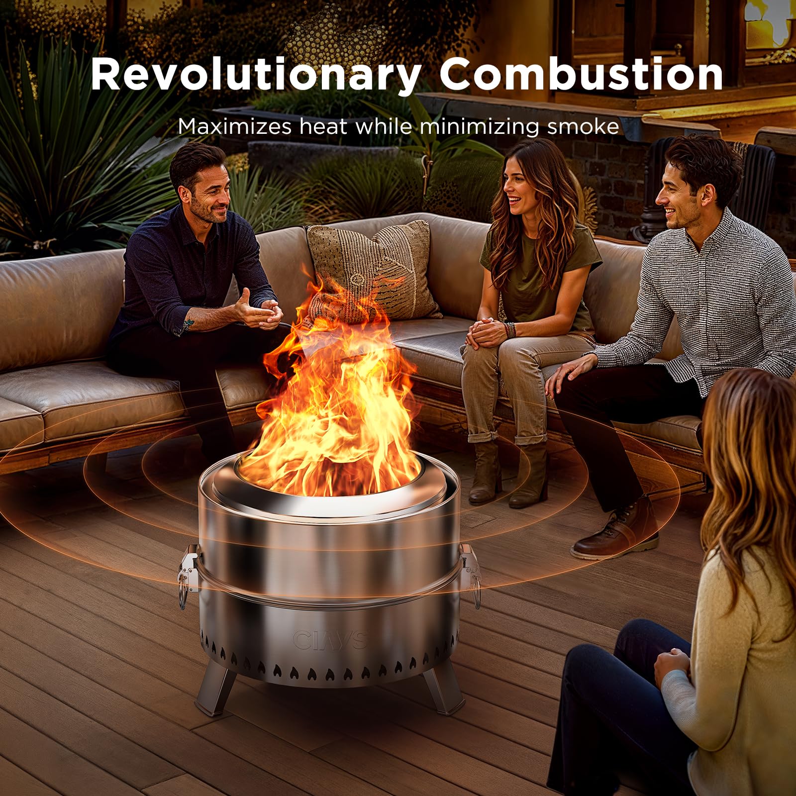 Ciays smokeless firepit top-down view showing 21-inch cooking space.