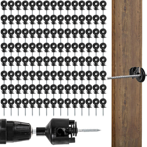 Cididu electric fence insulator 120-pack on wood post for durable spacing
