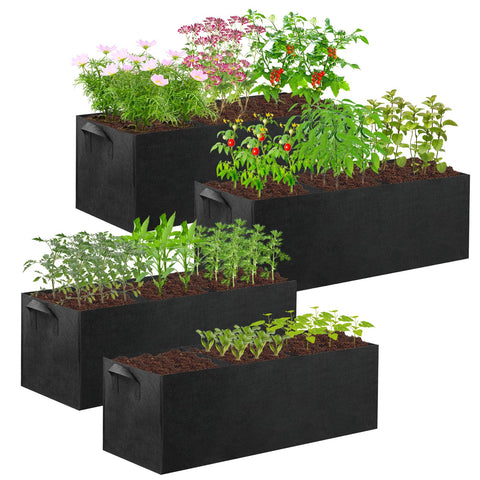 CIEOVO 4-pack fabric raised garden bed with three-grid design for organized planting.