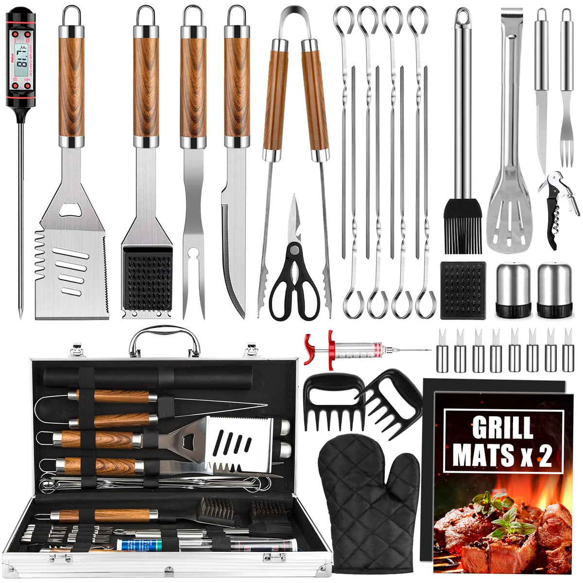 Cifaisi 38-piece BBQ tools set ready for backyard grilling versatility.