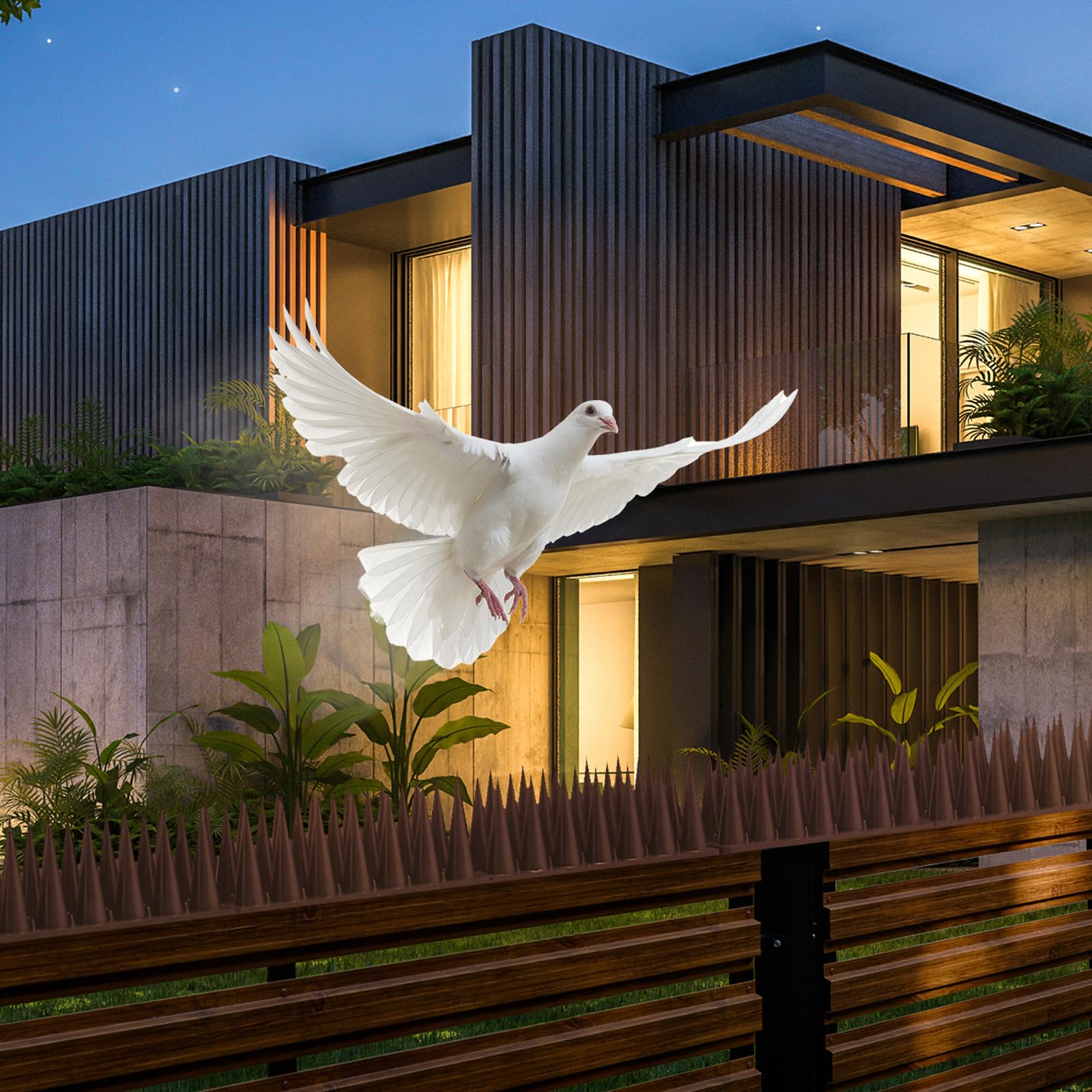 CIIC Bird Spikes along a fence line protect the edge without harm.