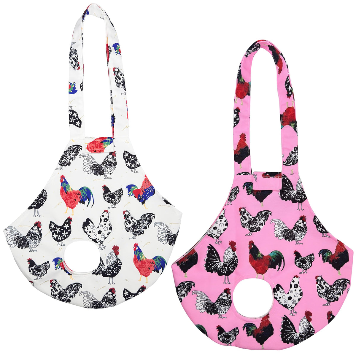 Cilkus chicken holder bag white and pink front view for secure transport.