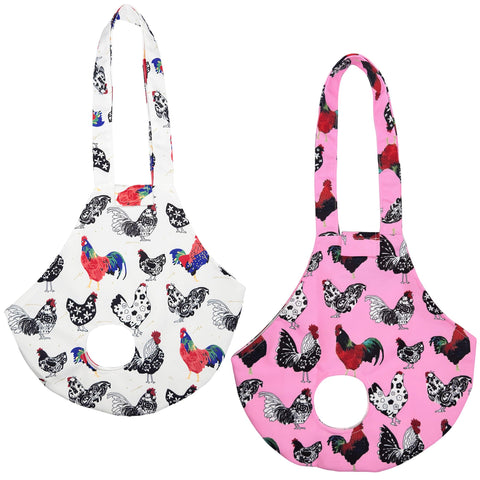 Cilkus chicken holder bag white and pink front view for secure transport.