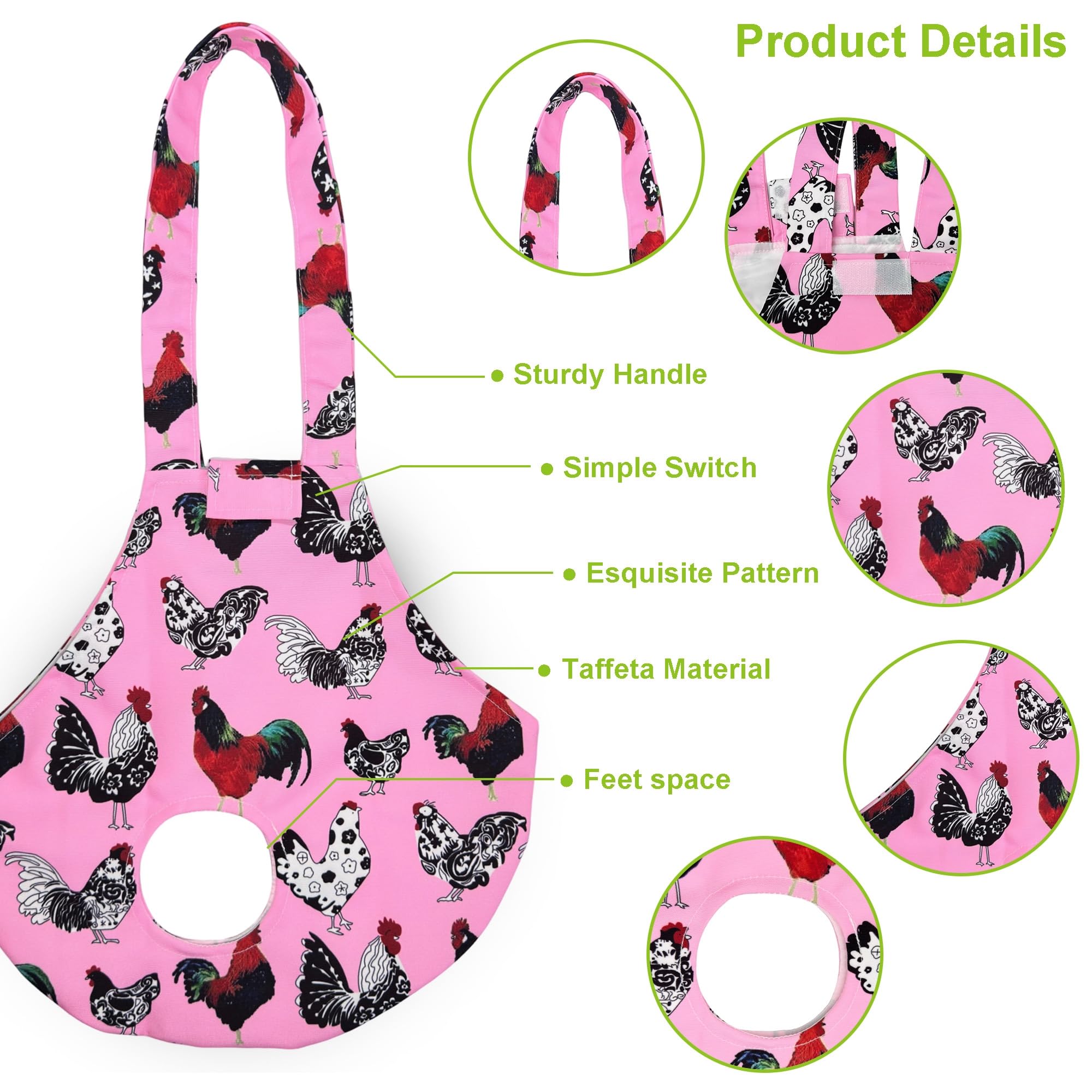 Cilkus chicken holder bag white and pink side view showing comfortable poultry fit.