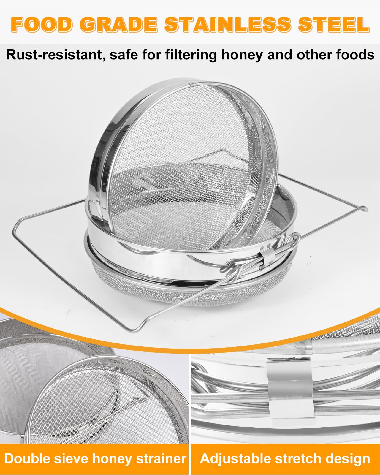 CIMALAB strainer with extended arms fits over various containers for stable filtering