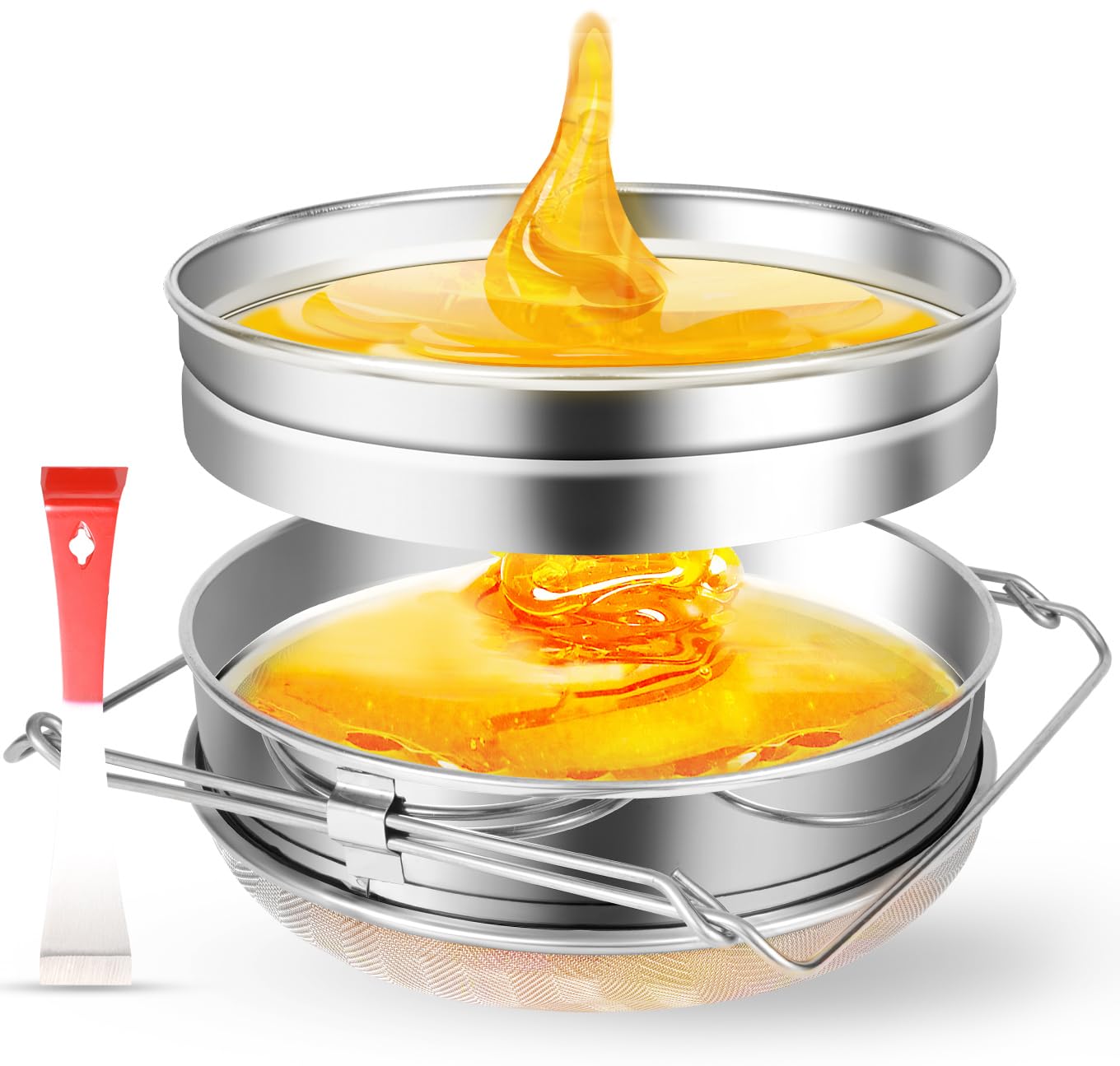 CIMALAB stainless steel honey strainer with double sieve filters impurities while preserving flavor