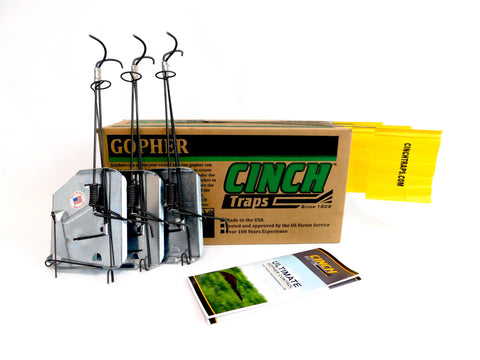 Cinch Gopher Trap Kit highlights precision capture mechanism for targeted trapping.